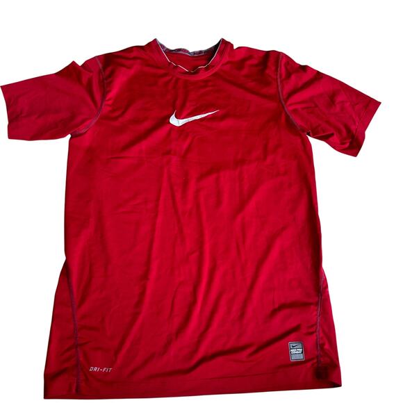 Nike Pro Combat Red Drifit Fitted Tee - Men's Large - Picture 1 of 9